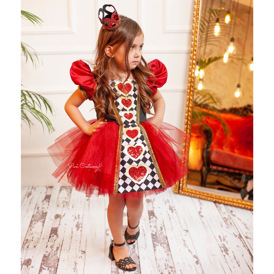 Alice Queen Of Hearts Costume Kids Red Queen In Wonderlands Cosplay Costume  Crown Baby Girls Halloween Birthday Party Dress - Cosplay Costumes -  AliExpress