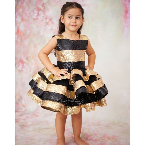Vestido niña abeja vestido niña dorado y negro - Etsy México