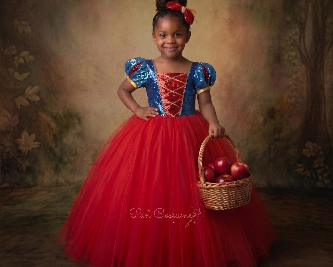 Red Princess Snow White Costume, Halloween Toddler Party Outfit, Photoshoot Dress, Ball Gown
