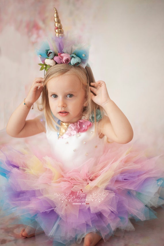 Baby Unicorn Dress, Mini Rainbow Dress for Toddler, Play Friendly Unicorn  Tutu 