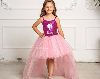 Personalized Sequin Birthday Dress: Pink Tulle Party Dress