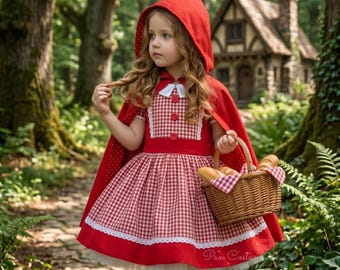 Jurk roodkapje baby, 1e verjaardag kostuum, Halloween-peuteroutfit, kleding voor kleine meisjes