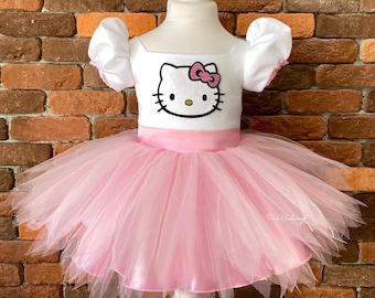 Hello Kity Inspired Dress for Girls, Birthday Costume