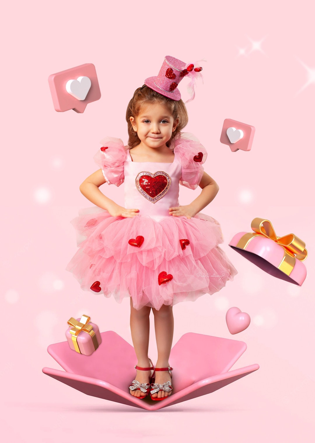 シモンズグランドセール for Dress Heart Pink Girls, Toddler for Dress Day Valentines ワンピース