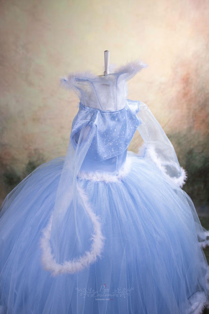 Ice Queen Party Gown The Snow Queen Costume for Girls Ice Blue Fluffy Tutu Dress