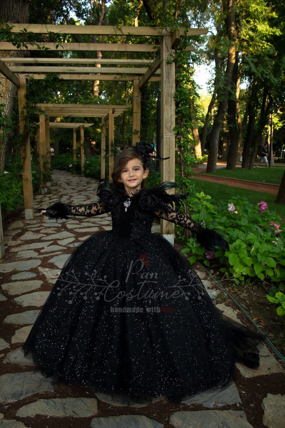 Amazon.com: Girls Sequin Flower Girls Party Dress Bridesmaid Ball Gown  Tulle Wedding Evening Party Dress for Girls Pageant Gown (Black-Long  Sleeves, 6Years): Clothing, Shoes & Jewelry