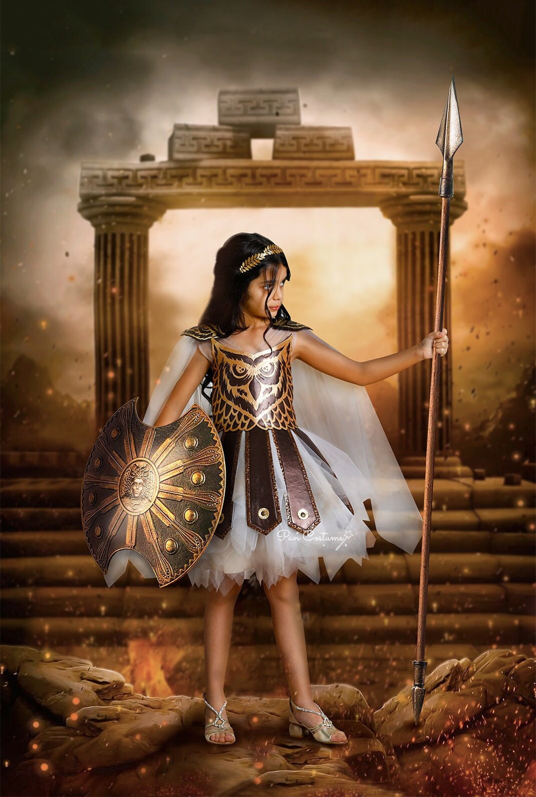 Ancient Greek Goddess Athena Cosplay Dress, Warrior Girl Costume, Ancient  Roman Goddess Minerva Outfit 