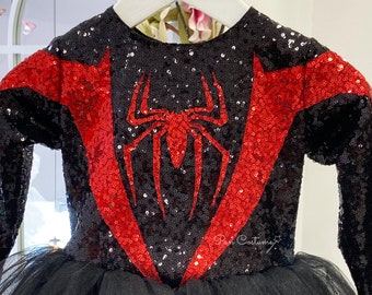 Spider Girl peuterkostuum, op Miles Morales geïnspireerde cosplay, superheld Halloween-feestjurk voor meisjes