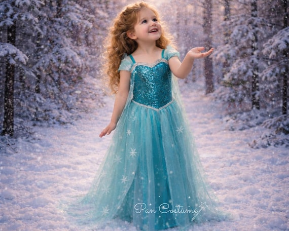 elsa princess dress toddler Hawee Princess Dress Queen Costume Halloween Cosplay Dress up for Toddler Girls with Accessories, Toddler Girl's, Size: 3T-4T, Blue
