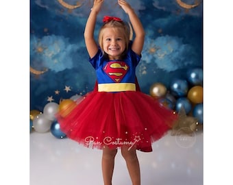 Super girl Costume, Birthday Party Dress, Tulle Skirt