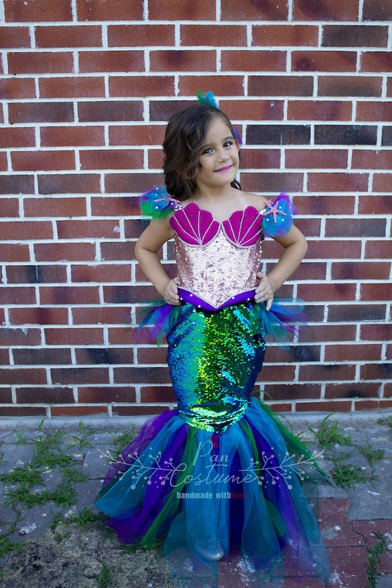 Disfraz de sirena para niña, vestido de sirena Ariel para bebé, disfraz de  Halloween, vestido de niña de escamas de pescado, vestido de cumpleaños  para niños -  México