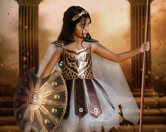 古代ギリシャの女神アテナのコスプレドレス、戦士の少女のコスチューム
