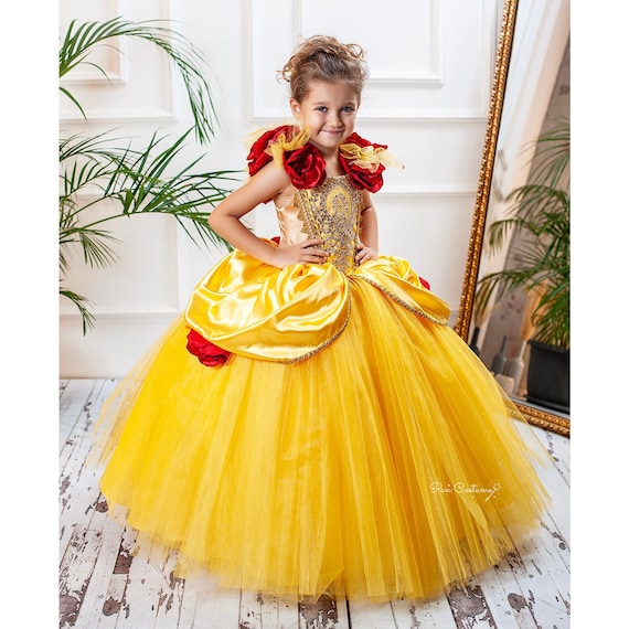 Peinado Bella Disfraz Princesa Vestidos Amarillos De Fiesta Para Nias   Vestido De