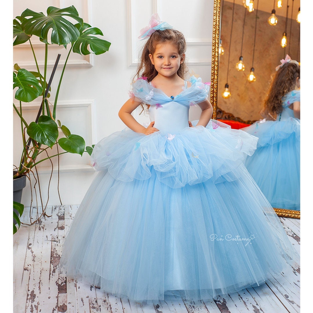 Princess Costume Jewelry Set - 4 Piece Crown, Headband, Choker, Gloves &  Earrings For Dress Up, Parties (Blue) Cinderella Dress Women