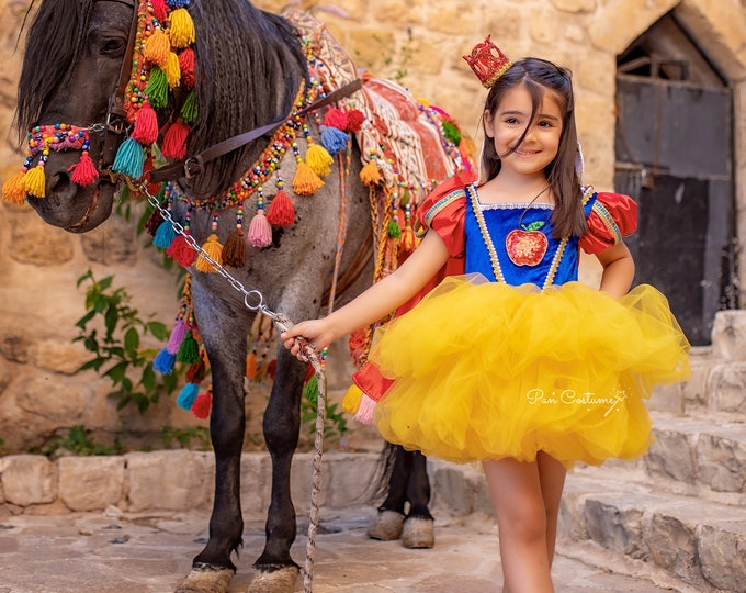 Featured listing image: Snow White Party Dress, Disney Inspired Snow White Birthday Dress, Puffy Dress