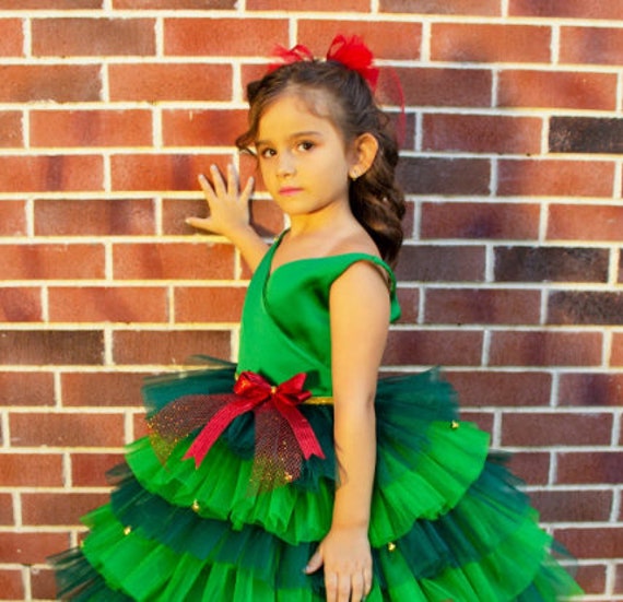 Girls green christmas dress outlet