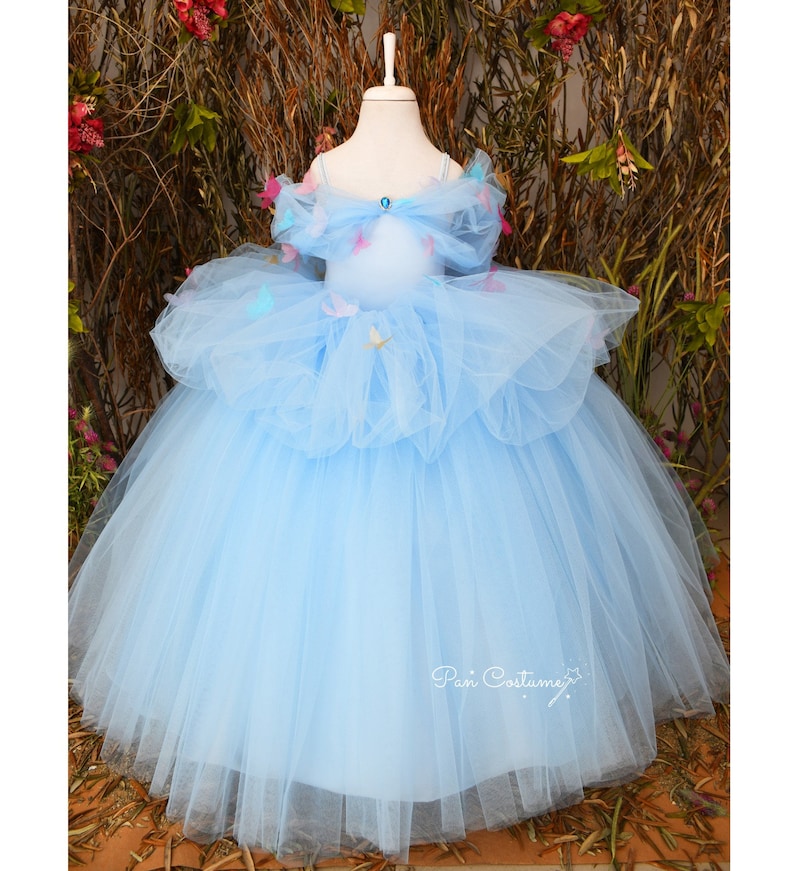 Topney Princess Cinderella Costume For Girls - Dress With Crown, Wand, Necklace & Accessories Set