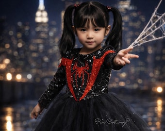 Miles Morales Inspired Costume, Black Spider, Gift for Girls
