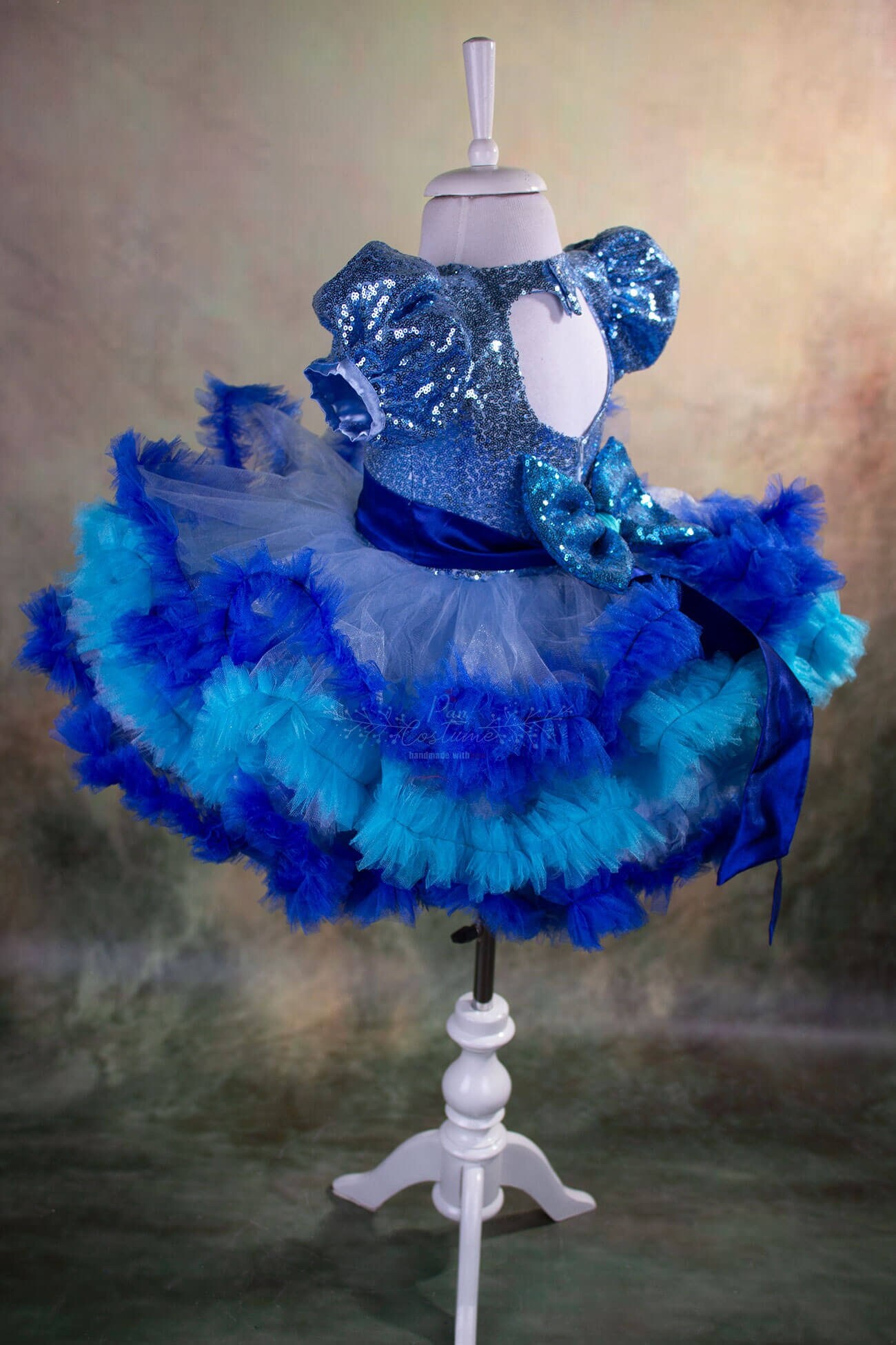 Bluey Custom Name Dark Blue White Blue Fancy Layered Tutu Outfit