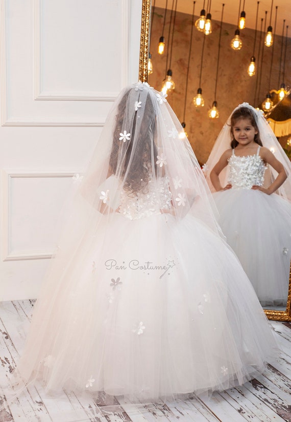 Princess Lace Flower Girl Dresses Kids Wedding Pageant Ball Gowns with –  Avadress