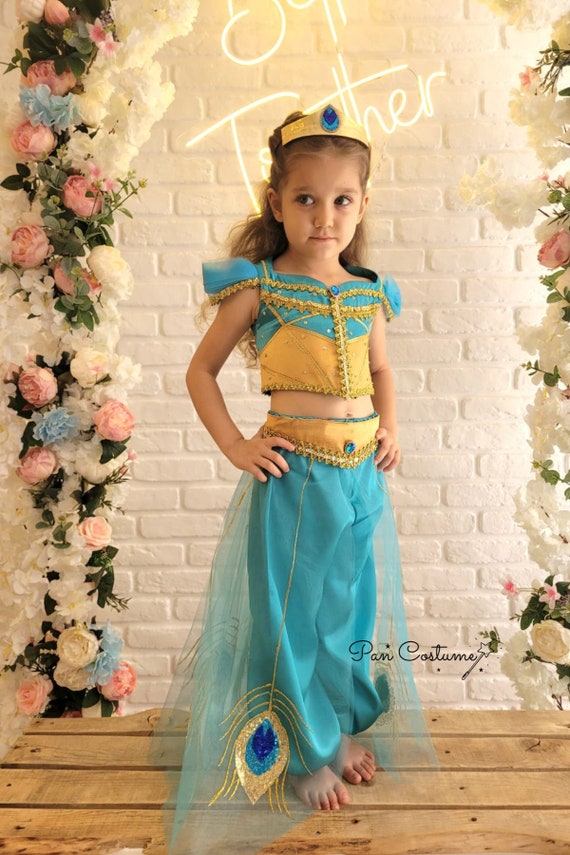 Costume da principessa Jasmine ispirato alla Disney, abito da festa per  bambini, costume di Halloween -  Italia