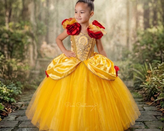 belle princess dress Beauty and the Beast Costume, Fairytale Storybook Dress, Elegant Toddler Princess Gown Red Color:Past Season Light Pink event wear collections Portia and Scarlett XO040 For everyone who dreams