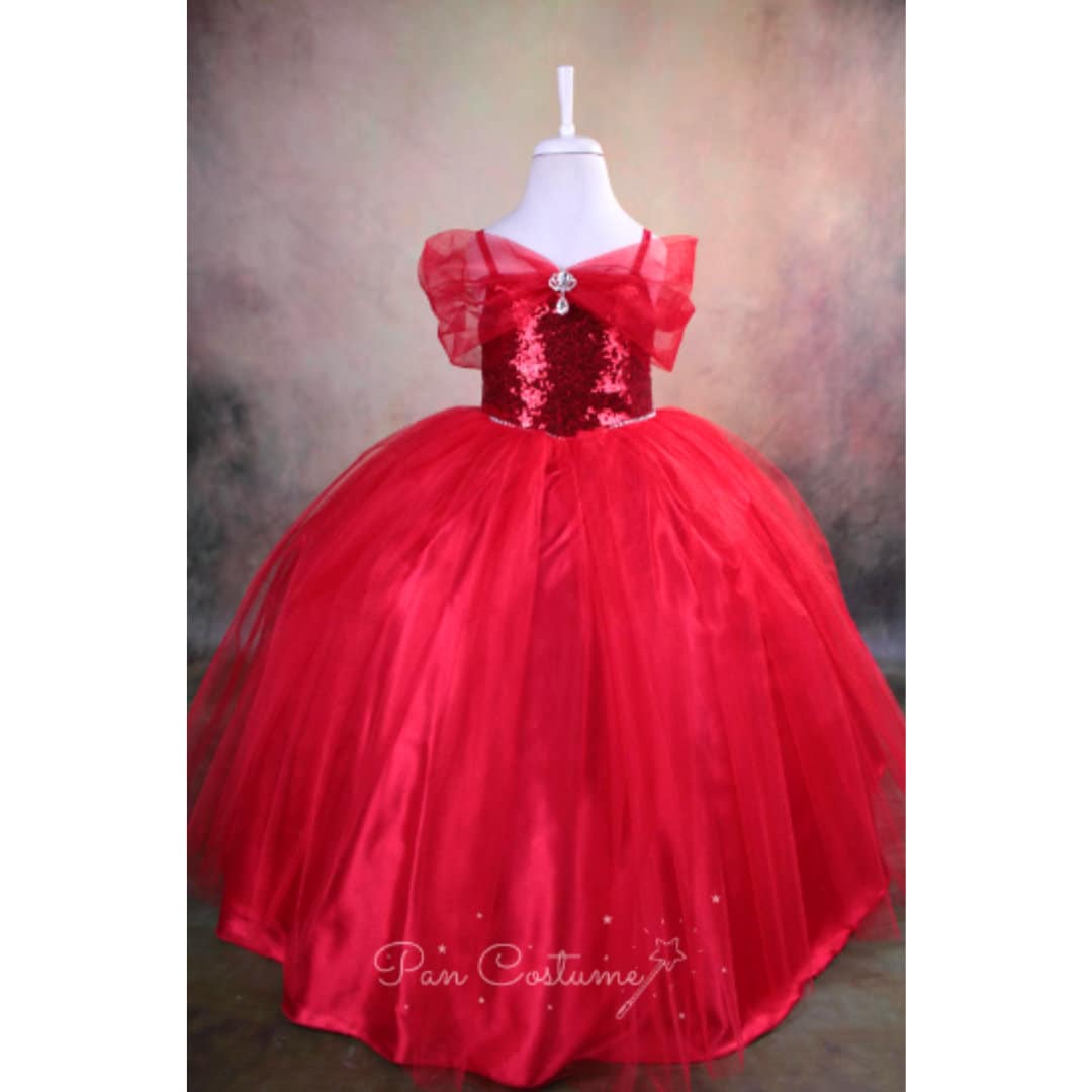 Red Christmas Princess Costume, Red Sparkle Girl Dress, Xmas Costume - Etsy