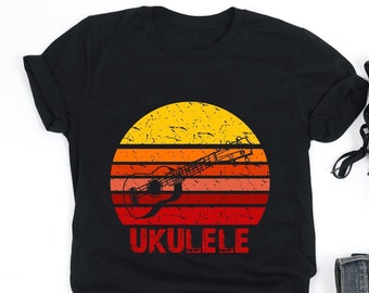 Ukulele Retro Sun Shirt, Ukelele Shirt, Ukelele Player Shirt, Ukulele Gift, Musician Gift, Retro Shirt, V-Neck, Tank Top, Sweatshirt, Hoodie