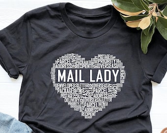 Mail Lady Gift, Postal Worker Lady Shirt, Postal Worker Heart Shirt, V-Neck, Tank Top, Sweatshirt, Hoodie