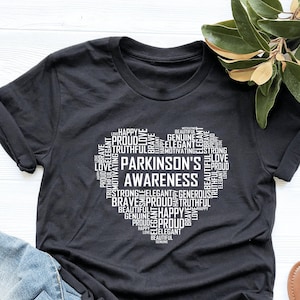 Parkinsons Awareness Heart Shirt, Parkinsons Awareness Shirt, Parkinsons Gift, V-Neck, Tank Top, Sweatshirt, Hoodie