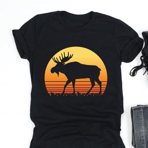 Moose Silhouette Sun Shirt, Moose Shirt, Moose Lover Gift, Retro Silhouette Shirt, Moose Gift, V-Neck, Tank Top, Sweatshirt, Hoodie