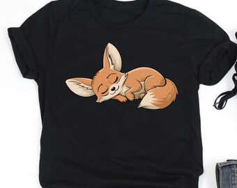 Sleeping Fennec Fox Shirt, Fennec Fox Lover Shirt, Fennec Fox Lover Gift, V-Neck, Tank Top, Sweatshirt, Hoodie