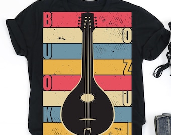 Retro Bouzouki Shirt, Bouzouki Shirt, Bouzouki Player Shirt, Bouzouki Musician Gift, V-Neck, Tank Top, Sweatshirt, Hoodie