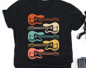 Retro Bass Guitar Shirt, Bass Guitar Player Shirt, Bass Guitarist Shirt, Bass Guitar Musician Gift, V-Neck, Tank Top, Sweatshirt, Hoodie