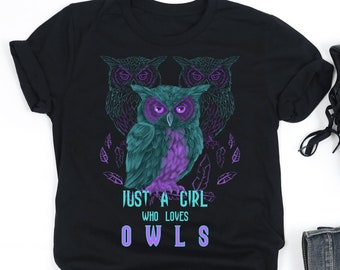 Just A Girl Who Loves Owls Shirt, Owl Shirt, Owl Lover Gift, Women Gift, V-Neck, Tank Top, Sweatshirt, Hoodie