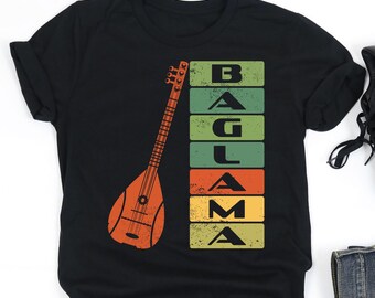 Retro Baglama Instrument Shirt, Baglama Player Shirt, Baglamaci Shirt, Baglama Musician Gift, V-Neck, Tank Top, Sweatshirt, Hoodie