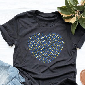 Down Syndrome Ribbon Heart Shirt, Down Syndrome Shirt, Down Syndrome Awareness Gift, Awareness Gift, V-Neck, Tank Top, Sweatshirt, Hoodie