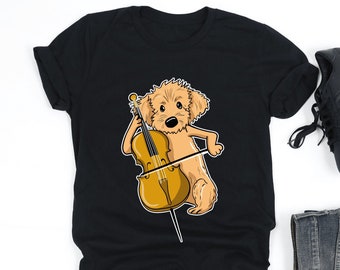 Goldendoodle Dog Playing Cello Shirt, Goldendoodle Shirt, Cellist Shirt, Dog Lover Shirt, Cellist Gift, V-Neck, Tank Top, Sweatshirt, Hoodie