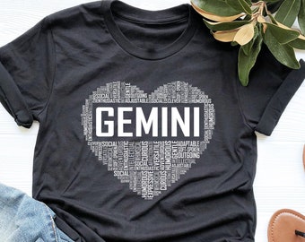 Gemini Heart Shirt, Gemini Zodiac, Gemini Astrology Sign, Gemini Astrological Horoscope, Gemini Gifts, V-Neck, Tank Top, Sweatshirt, Hoodie