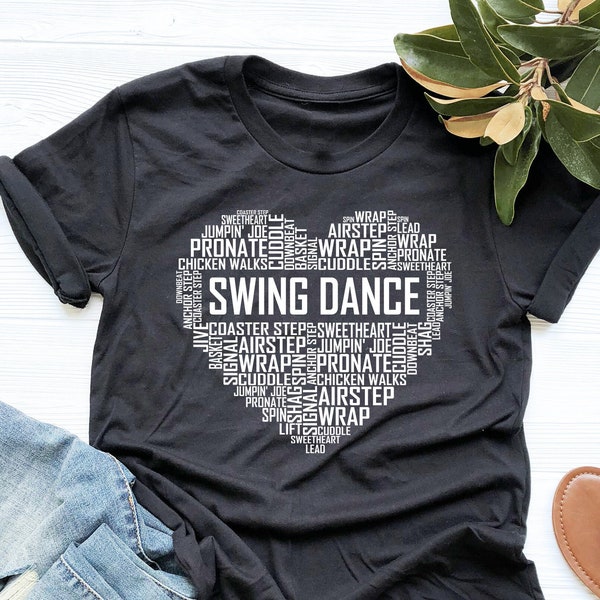 Swing Dance Heart Shirt, Swing Dance Shirt, Dancer Shirt, Swing Dance Gift, Swing Dancer Gift, V-Neck, Tank Top, Sweatshirt, Hoodie