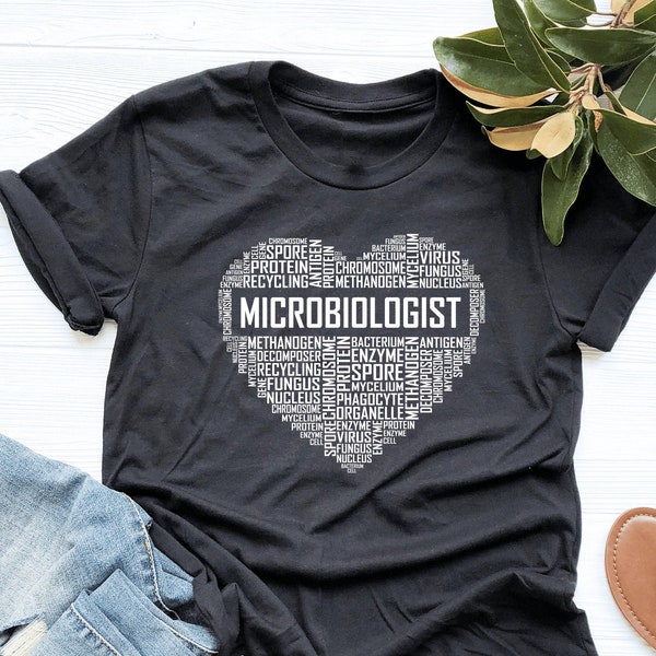 Microbiologist Heart Shirt, Microbiologist Shirt, Microbiology Gift, Microbiologist Gift, V-Neck, Tank Top, Sweatshirt, Hoodie