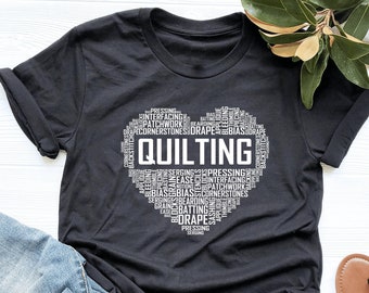 Quilting Heart Shirt, Quilting Shirt, Quilting Lover Gift, Quilter Shirt, Knitting Crochet Quilter Gift, V-Neck, Tank Top, Sweatshirt Hoodie
