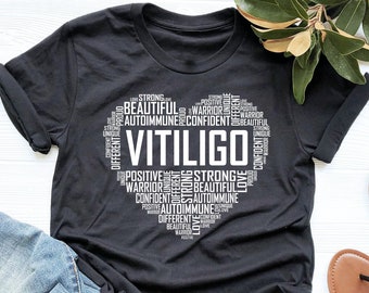 Vitiligo Heart Shirt, Vitiligo Shirt, Autoimmune Disease Awareness, Vitiligo Awareness Gift, V-Neck, Tank Top, Sweatshirt, Hoodie