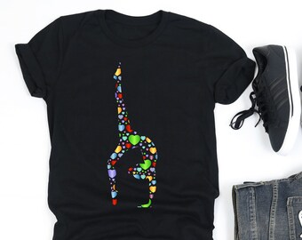 Gymnastics Hearts Silhouette Shirt, Gymnastics Shirt, Gymnast Shirt, Gymnastic Shirt, Gymnast Gift, V-Neck, Tank Top, Sweatshirt, Hoodie