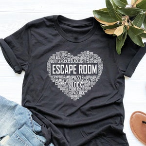 Escape Room Heart Shirt, Escape Room Shirt, Puzzle Games, Escape Room Gift, V-Neck, Tank Top, Sweatshirt, Hoodie
