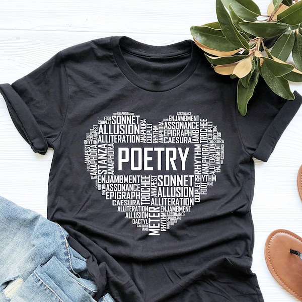 Poetry Heart Shirt, Poetry Shirt, Poetry Tshirt, Poetry Art, Poetry Gift, V-Neck, Tank Top, Sweatshirt, Hoodie