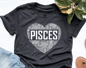 Pisces Heart Shirt, Pisces Shirt, Pisces Zodiac, Pisces Astrology Sign, PIsces Horoscope, Pisces Gift, V-Neck, Tank Top, Sweatshirt, Hoodie
