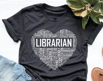 Librarian Heart Shirt, Librarian Shirt, Book Lover Gift, Librarian Gifts, V-Neck, Tank Top, Sweatshirt, Hoodie