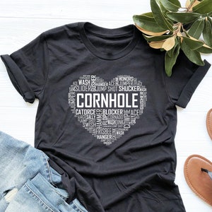 Cornhole Heart Shirt, Cornhole Tshirt, Corn Hole Player Shirt, Corn Toss, Cornhole Game, Cornhole Gift, V-Neck, Tank Top, Sweatshirt, Hoodie