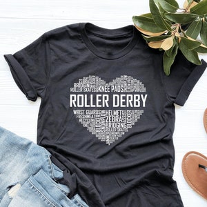 Roller Derby Heart Shirt, Roller Skater Shirt, Roller Derby Lover Gift, V-Neck, Tank Top, Sweatshirt, Hoodie
